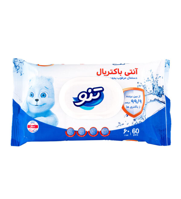 دستمال مرطوب آنتی باکتریال تنو 60 عددی